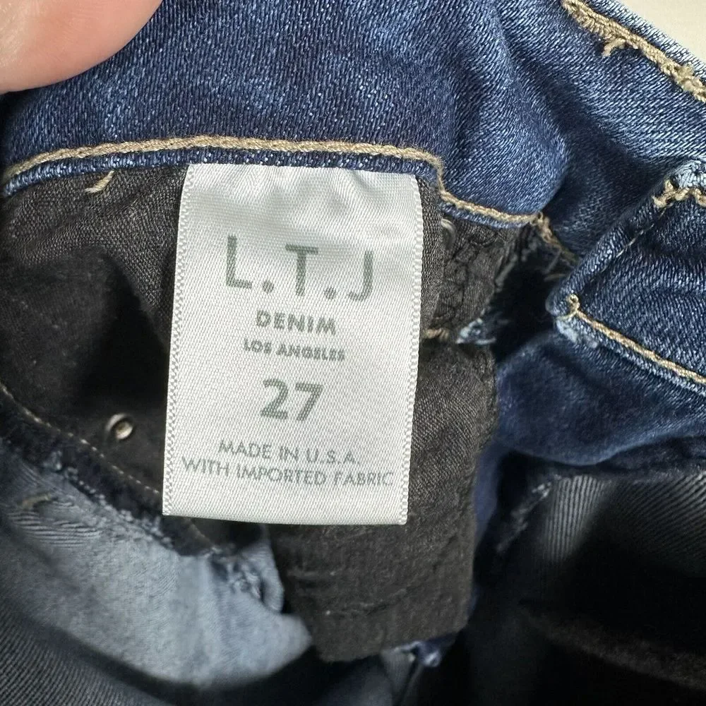 L.T.J.Denim Size 27 Amore High Rise Raw Hem Stretch Skinny Blue Jeans